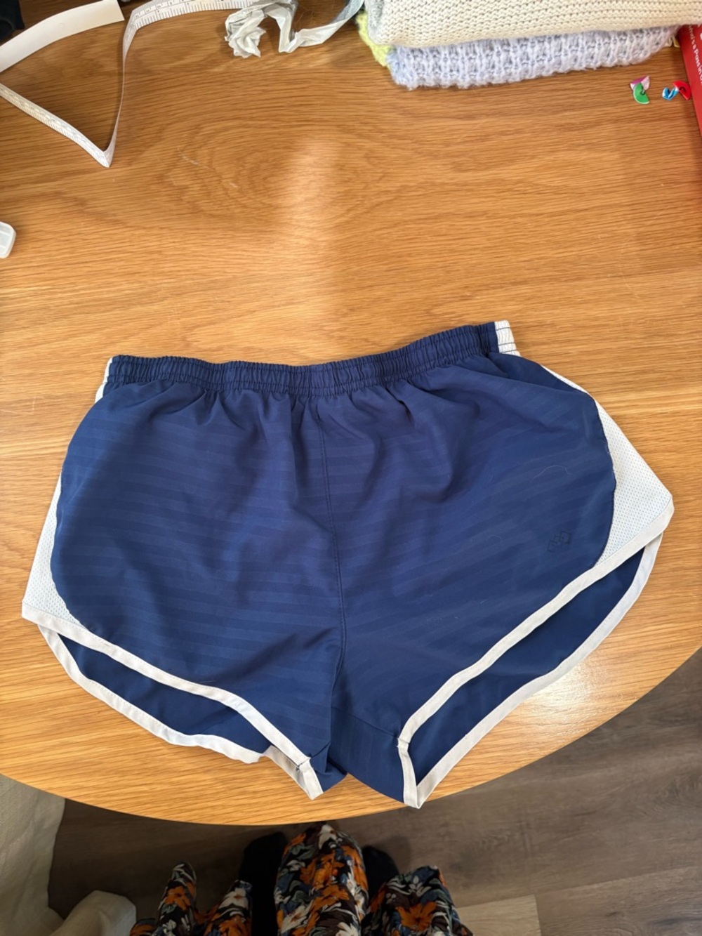 Navy Blue Women's Athletic Shorts with Contrast Trim